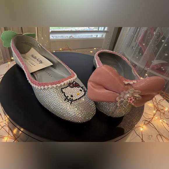 Artisan hand embellished statement shoe Shoes - Hand Embellished Statement  Crystal Ballet Flat in Hello Kitty Theme, size 8.5